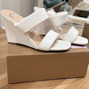 Journee Collection White Wedge Sandals